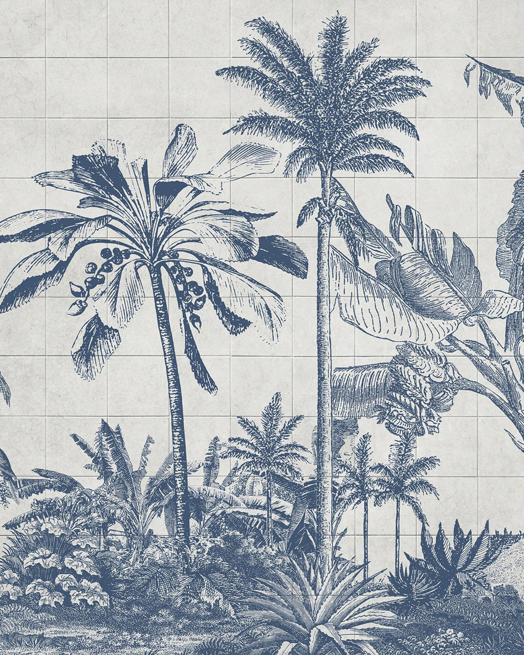 Tiled Jungle Blue Bespoke Mural
