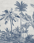 Tiled Jungle Blue Bespoke Mural
