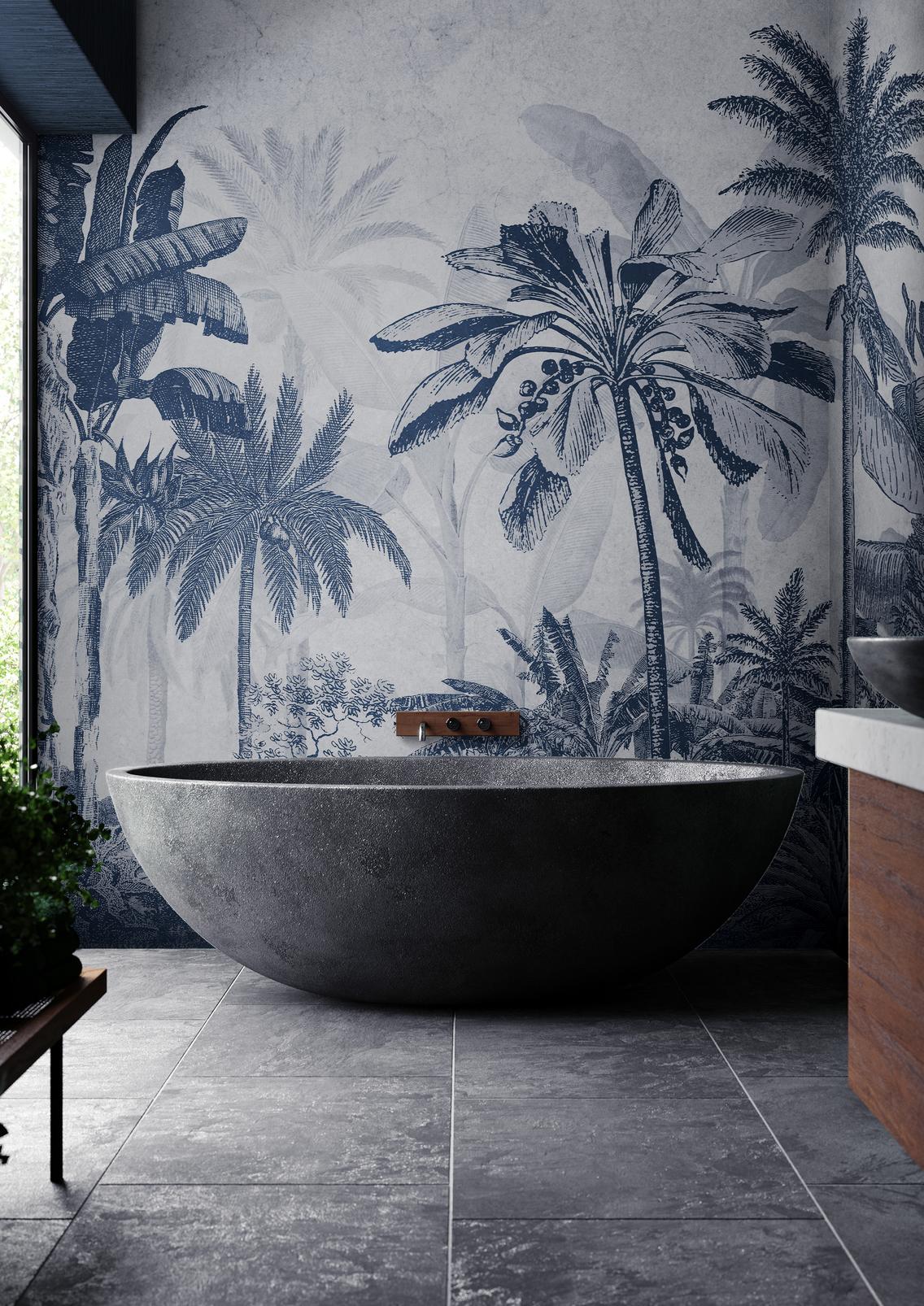 Vintage Jungle Navy Bespoke Mural