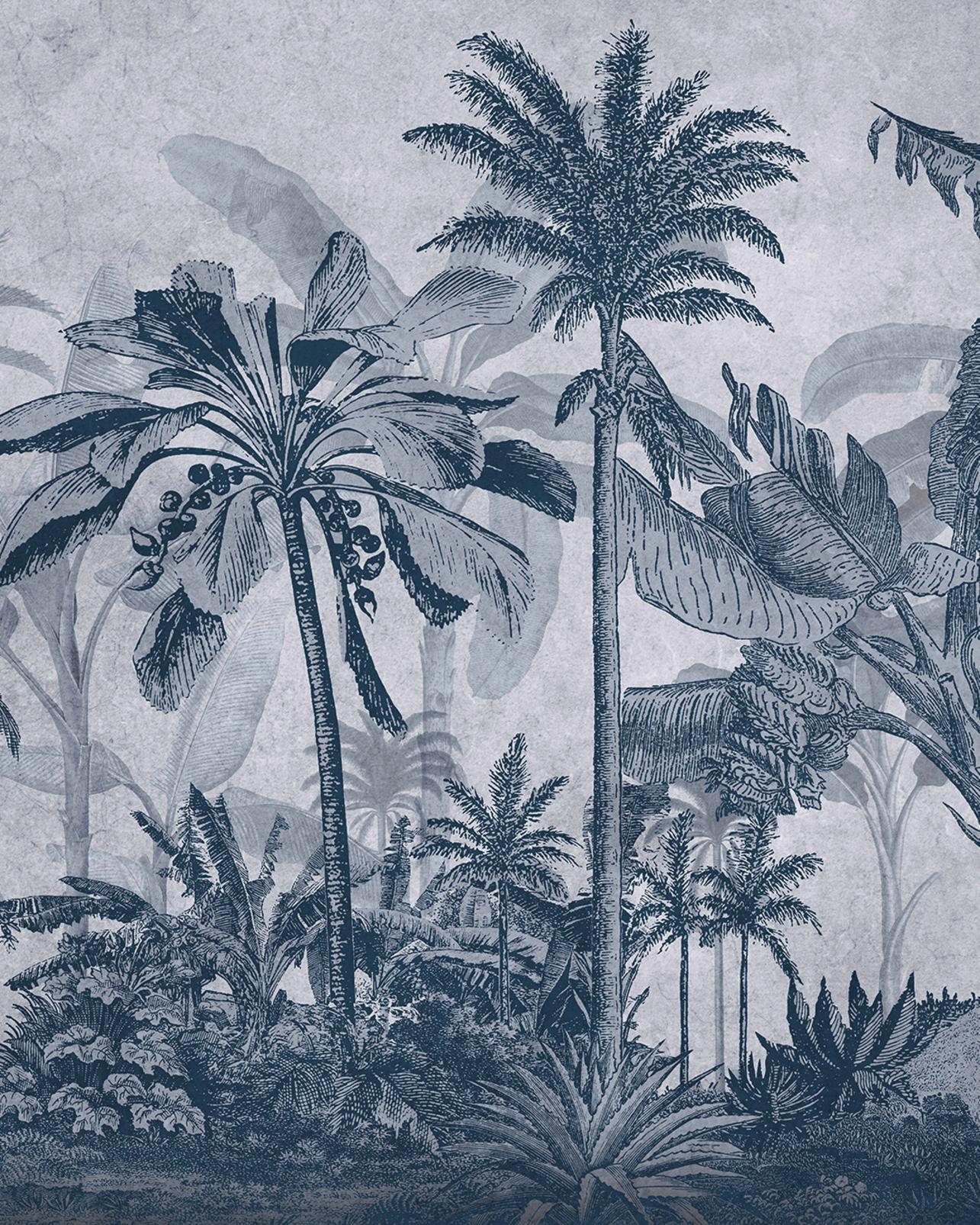 Vintage Jungle Navy Bespoke Mural