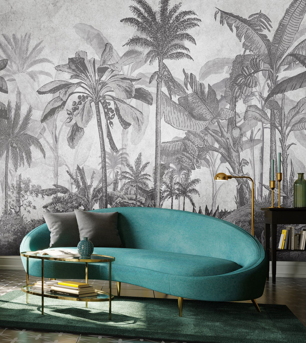 Vintage Jungle Grey Bespoke Mural