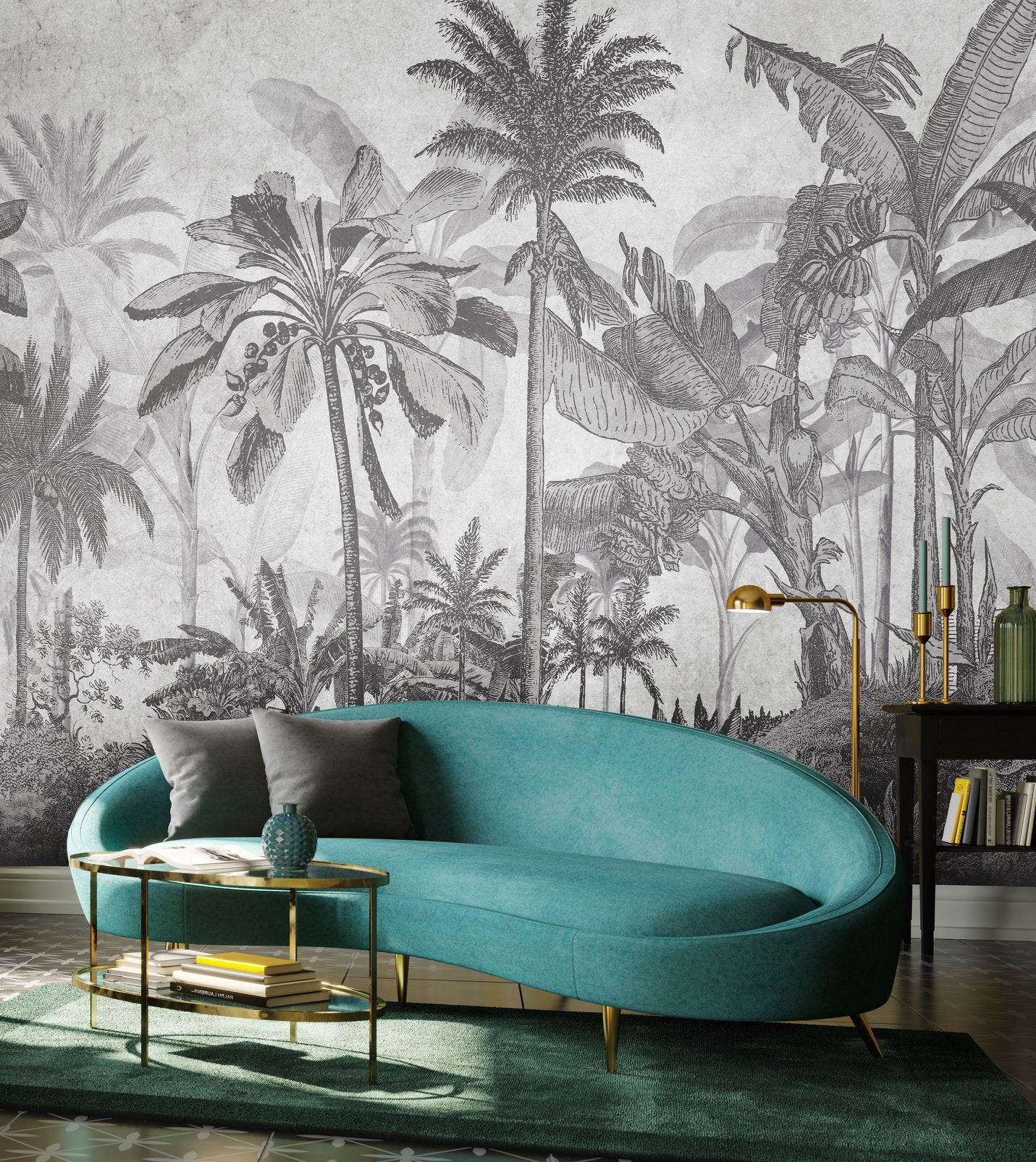 Vintage Jungle Grey Bespoke Mural