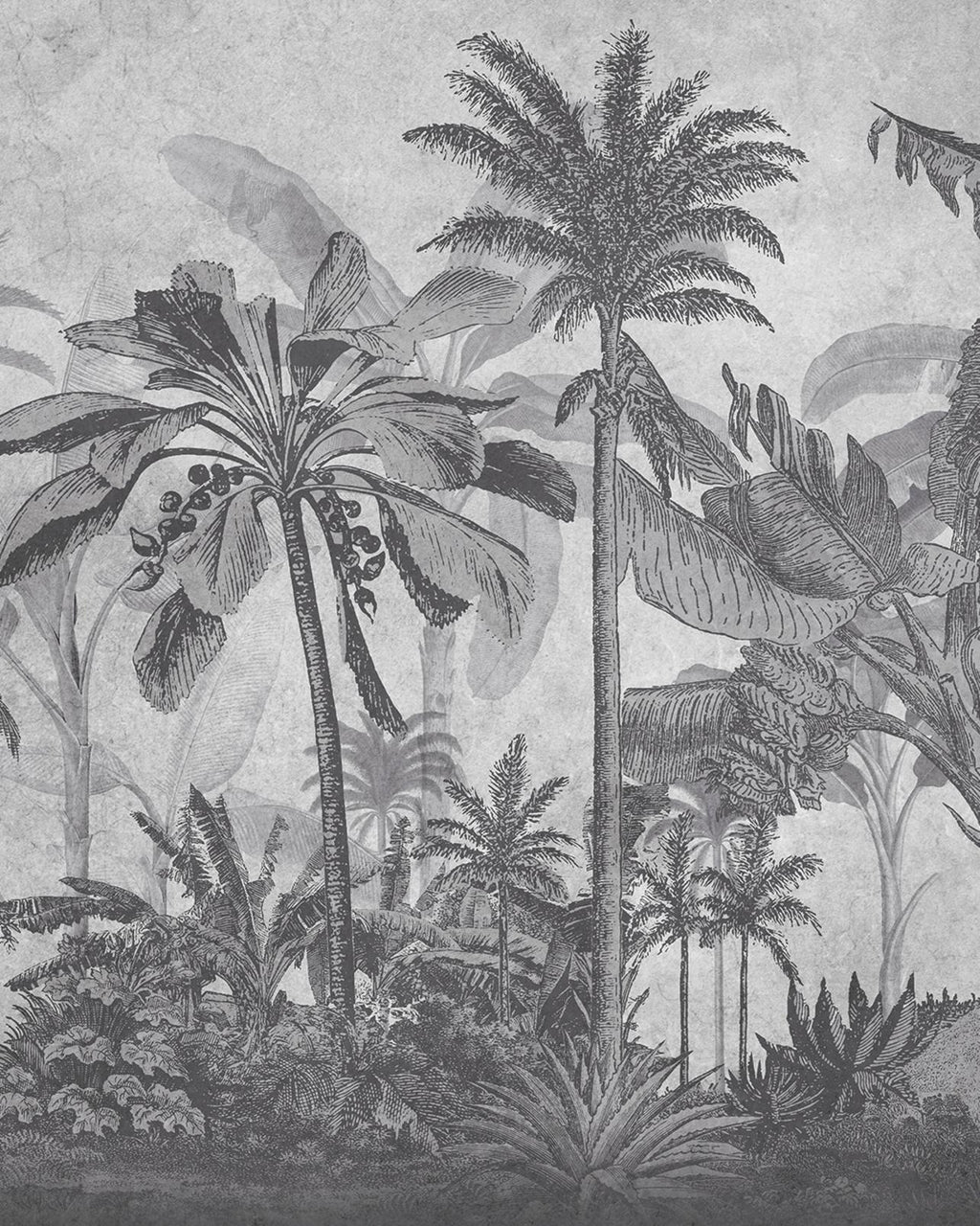 Vintage Jungle Grey Bespoke Mural
