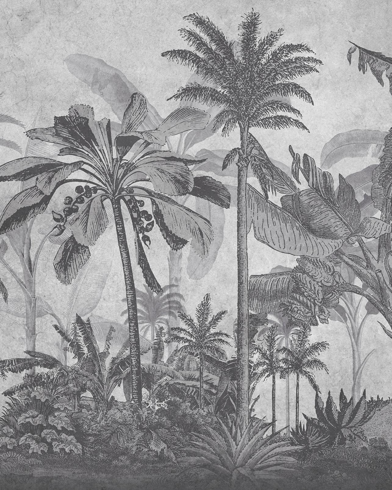 Vintage Jungle Grey Bespoke Mural