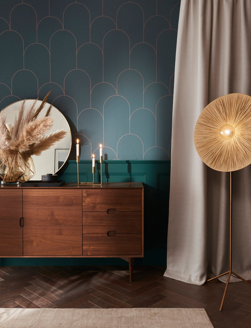 Lancet Green & Gold Wallpaper