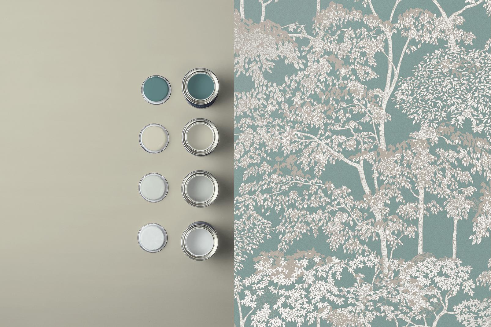 Idyll Tree Duck Egg Wallpaper