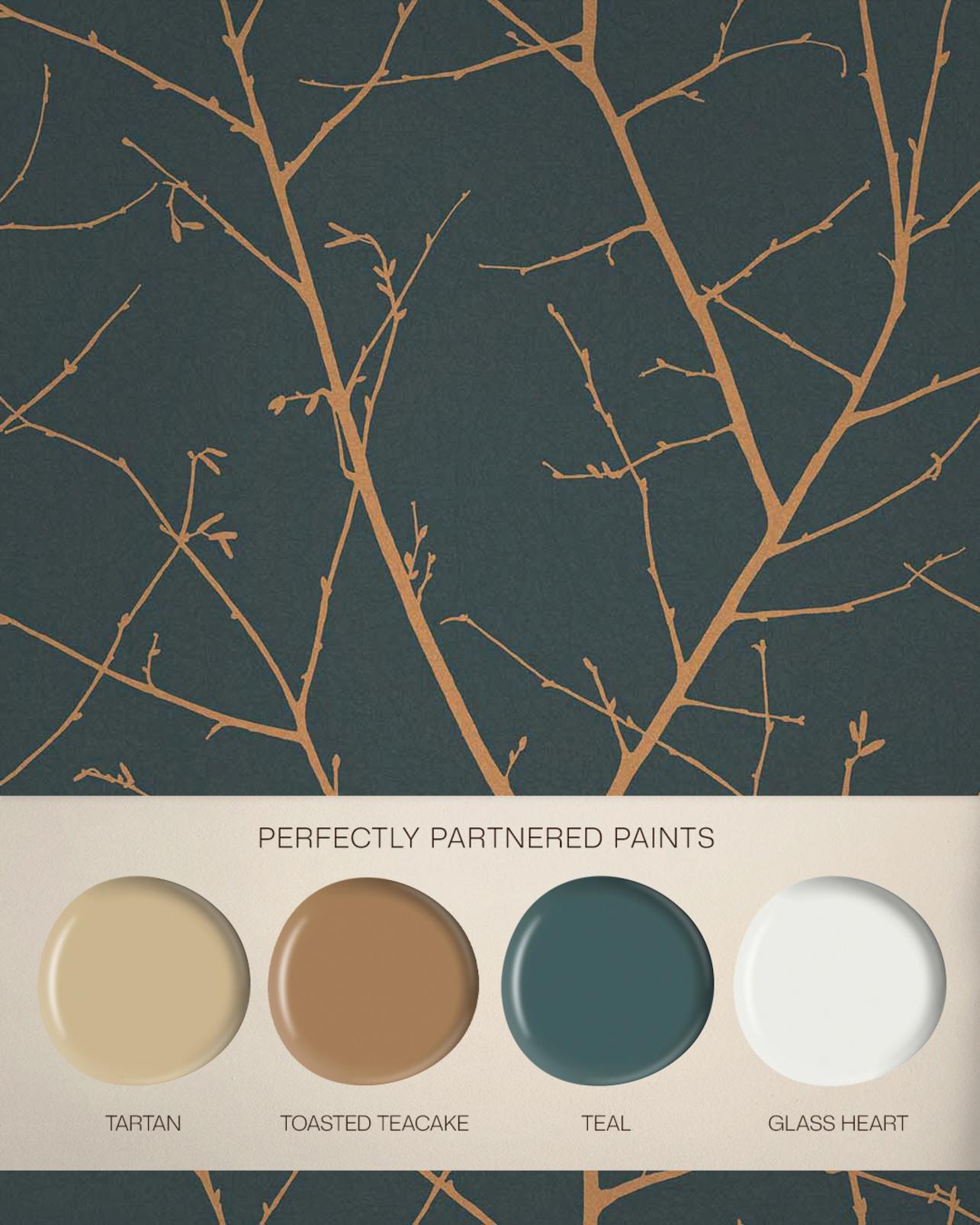 Boreas Teal & Copper Wallpaper