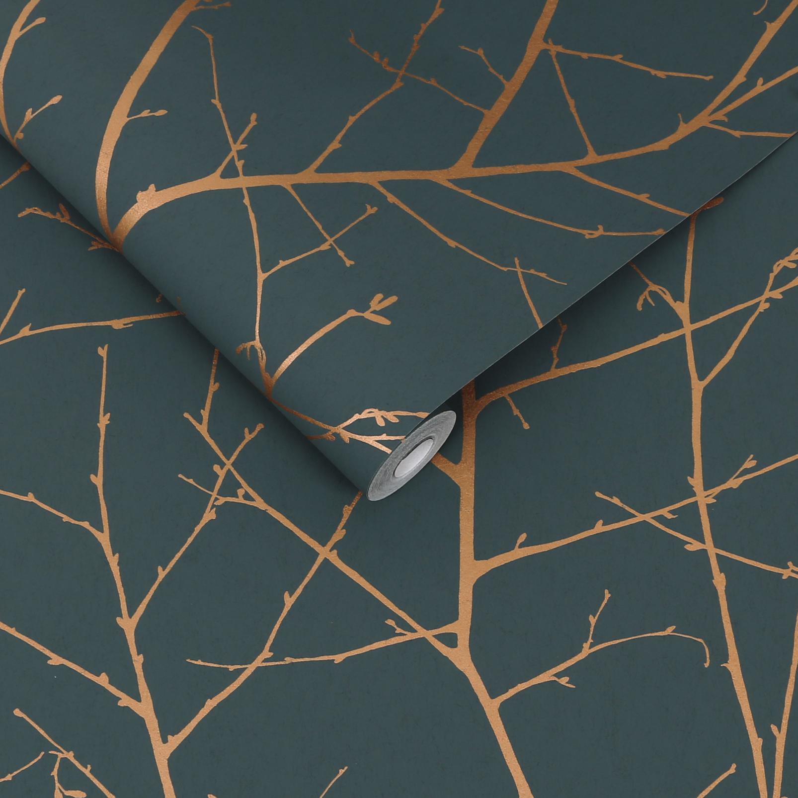 Boreas Teal & Copper Wallpaper
