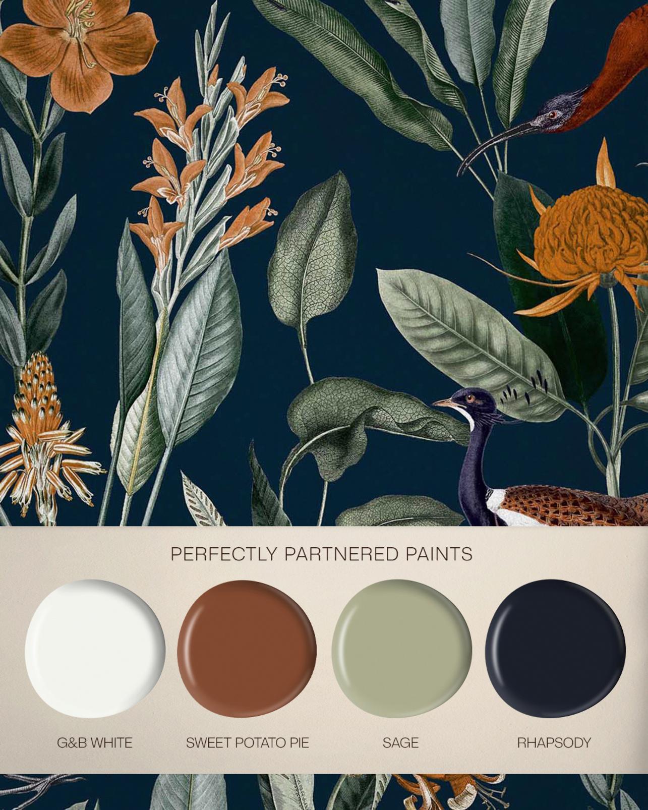 Glasshouse Navy Wallpaper