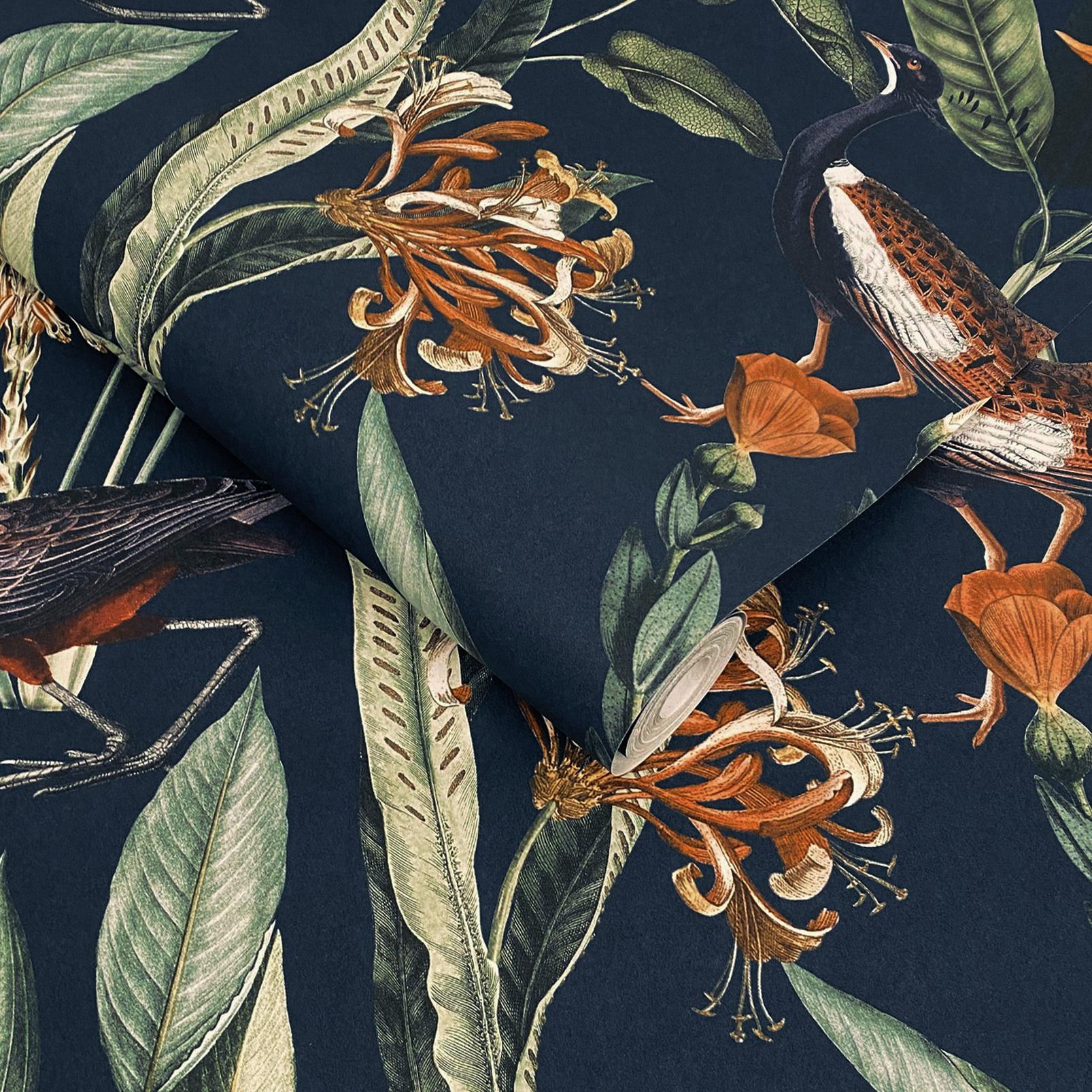 Glasshouse Navy Wallpaper