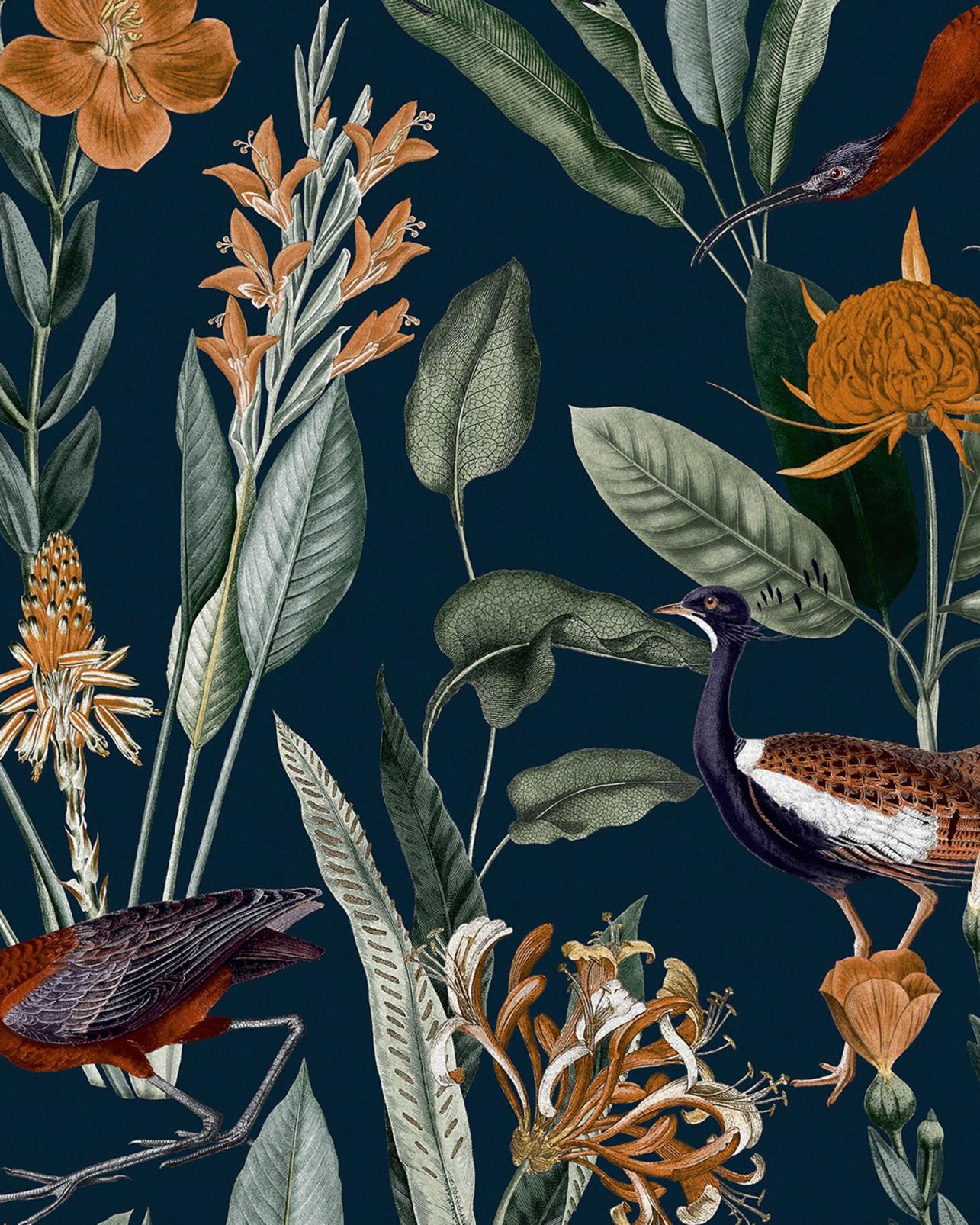 Glasshouse Navy Wallpaper