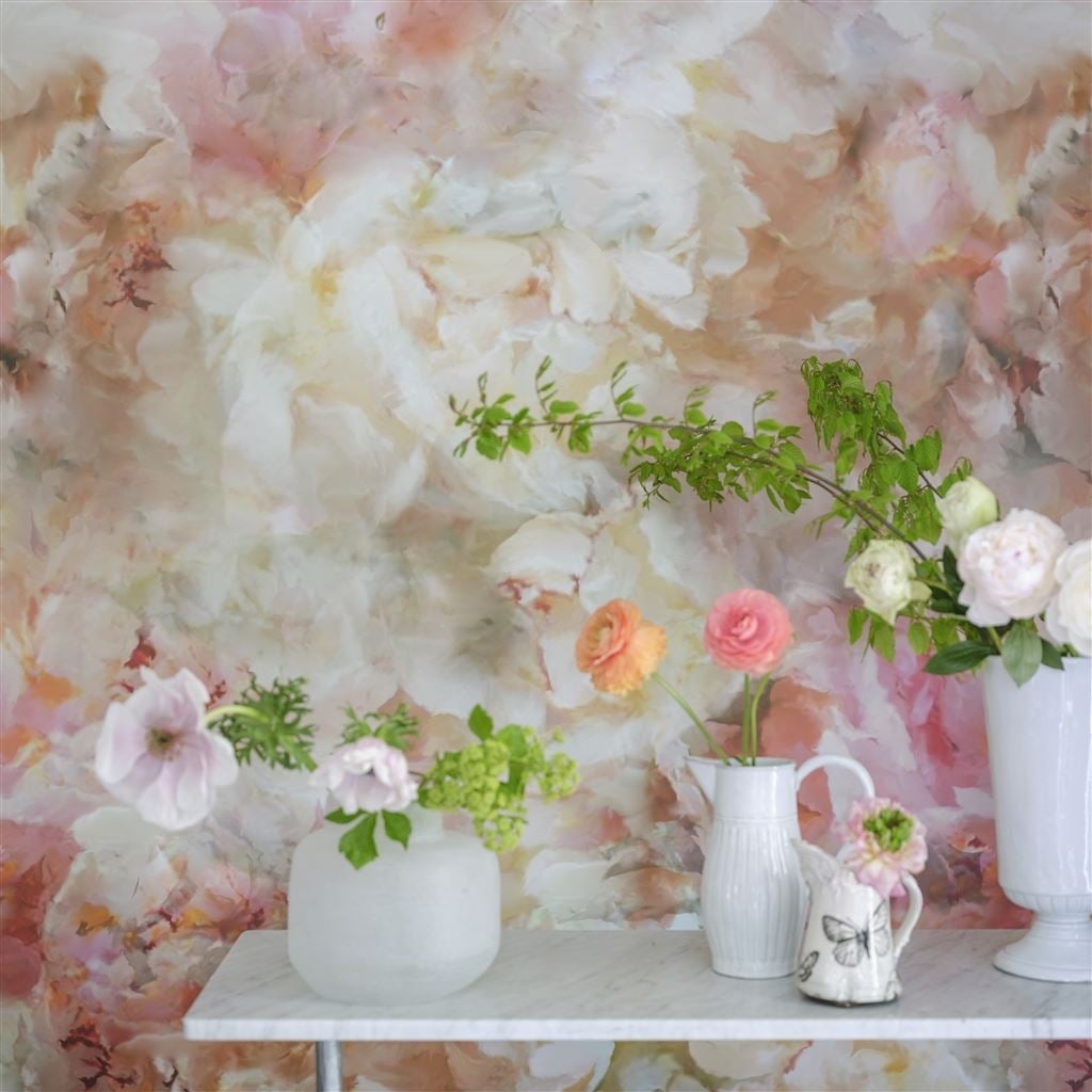 Fleur De Nuit Pale Coral (Scenes and Murals)