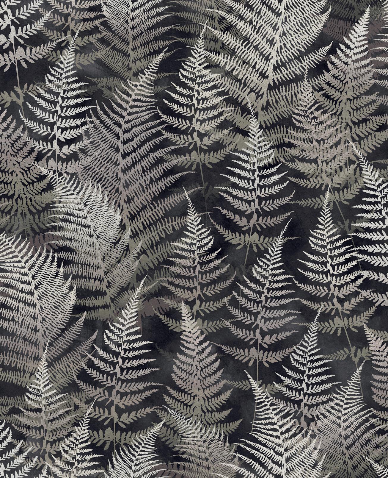 Woodland Fern Charcoal Wallpaper by Clarissa Hulse