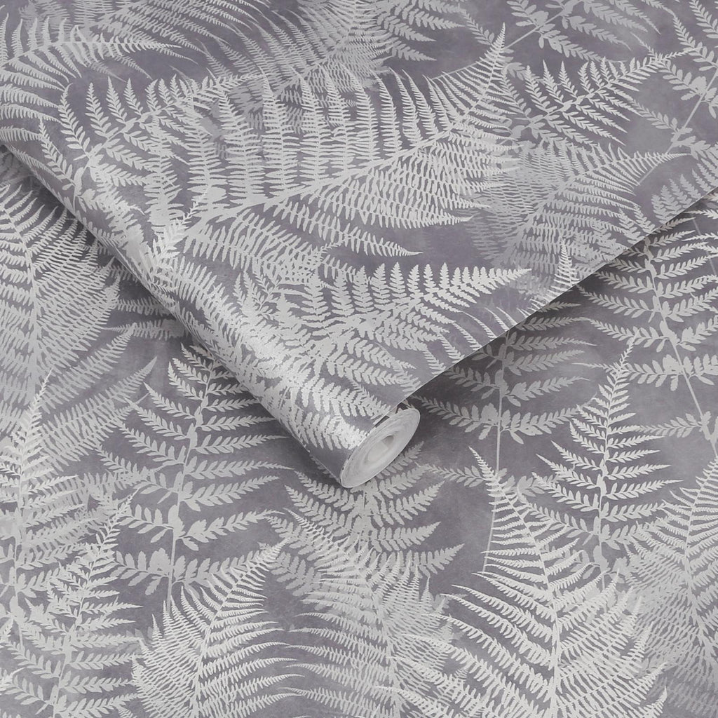 Woodland Fern Pewter Wallpaper by Clarissa Hulse