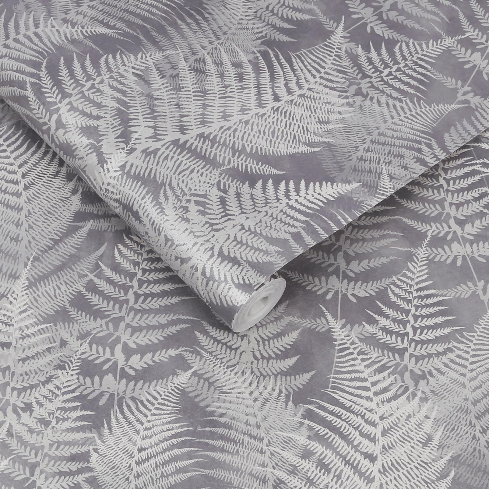 Woodland Fern Pewter Wallpaper by Clarissa Hulse