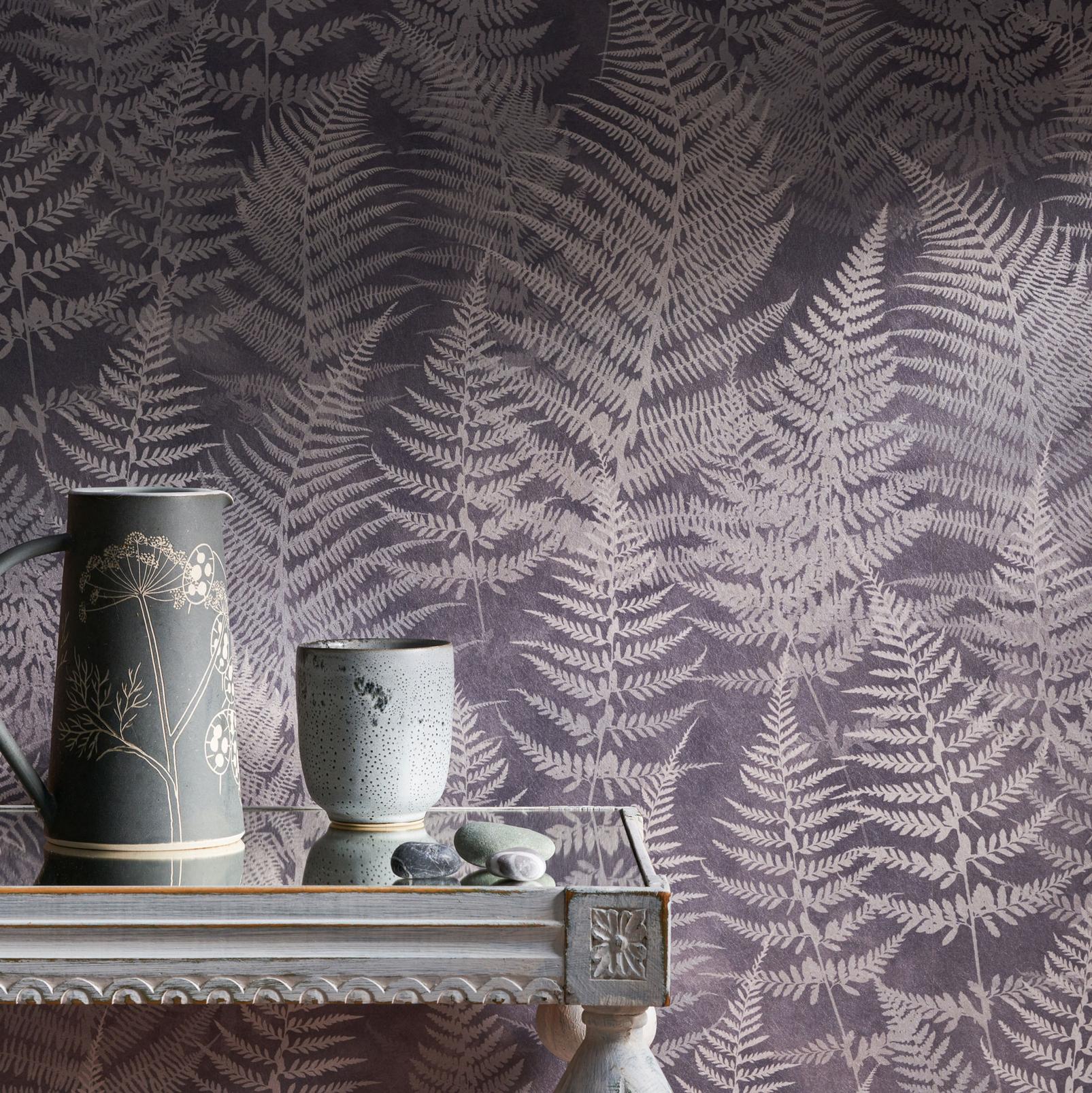 Woodland Fern Pewter Wallpaper by Clarissa Hulse