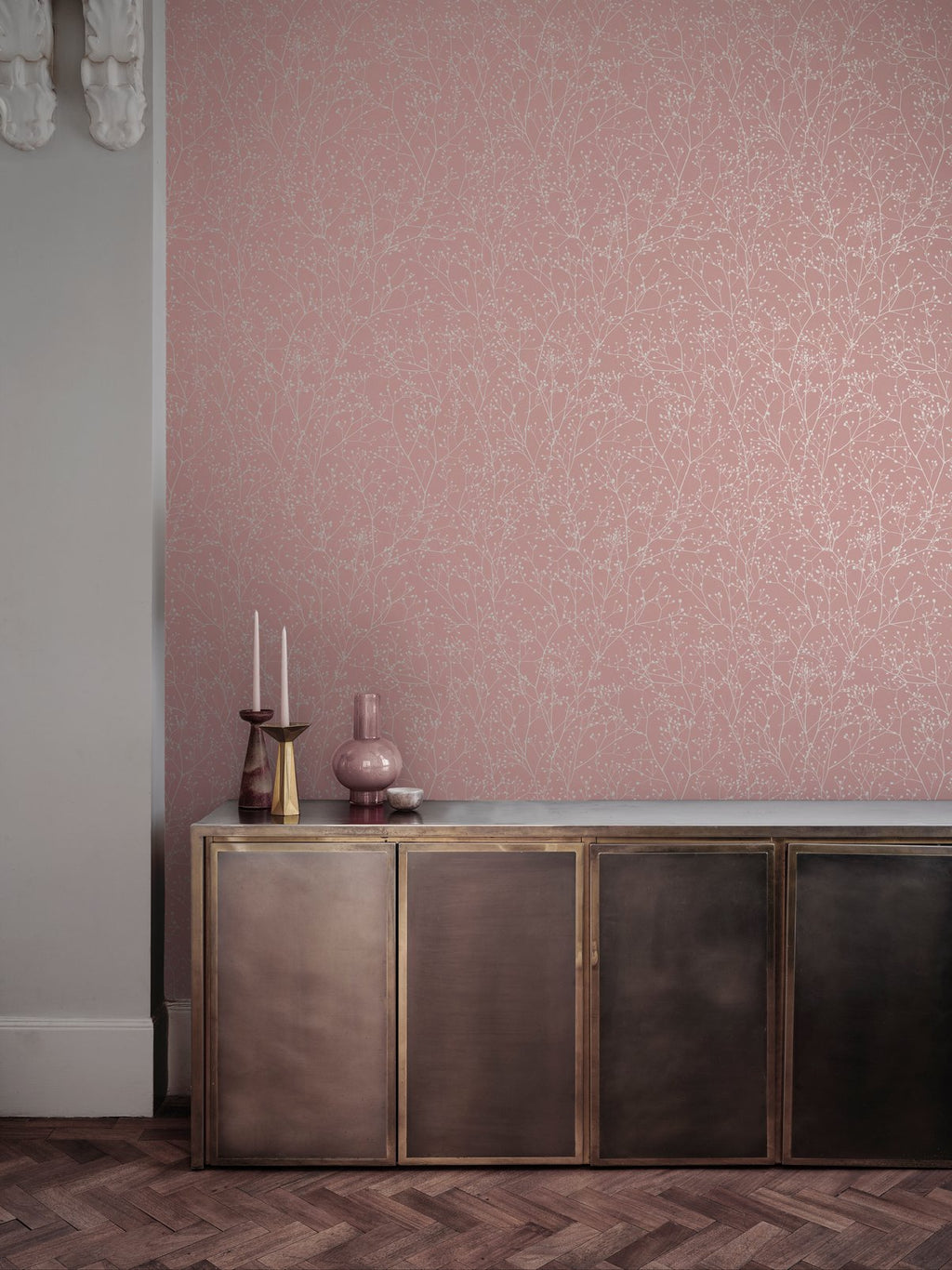 Gypsophila Shell & Rose Gold Wallpaper by Clarissa Hulse