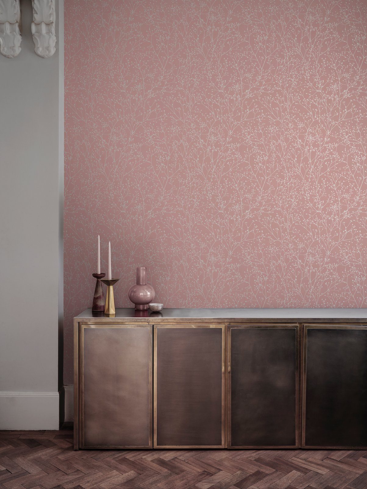Gypsophila Shell & Rose Gold Wallpaper by Clarissa Hulse