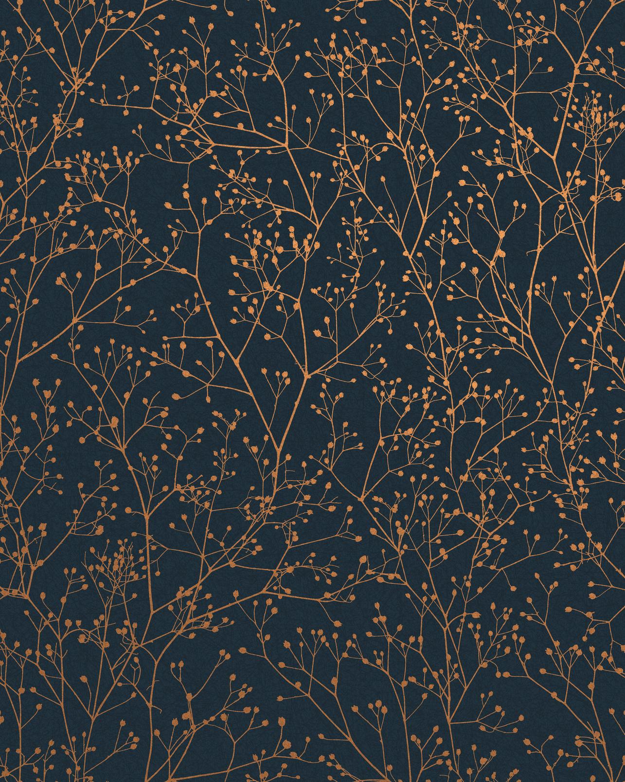 Gypsophila Midnight & Copper Wallpaper by Clarissa Hulse