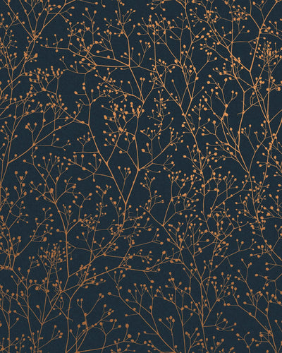 Gypsophila Midnight & Copper Wallpaper by Clarissa Hulse