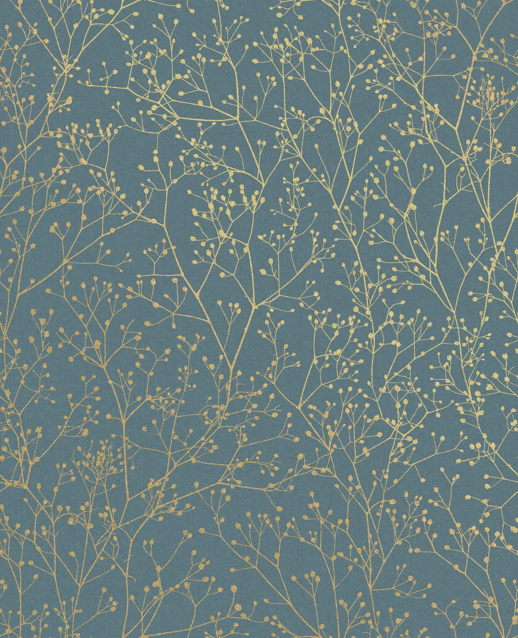 Gypsophila Airforce Blue & Soft Gold Wallpaper by Clarissa Hulse