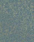 Gypsophila Airforce Blue & Soft Gold Wallpaper by Clarissa Hulse