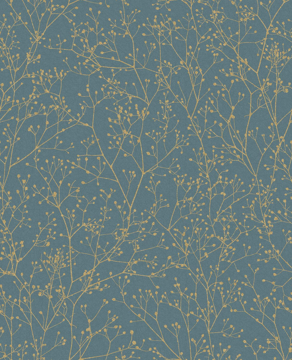 Gypsophila Airforce Blue & Soft Gold Wallpaper by Clarissa Hulse