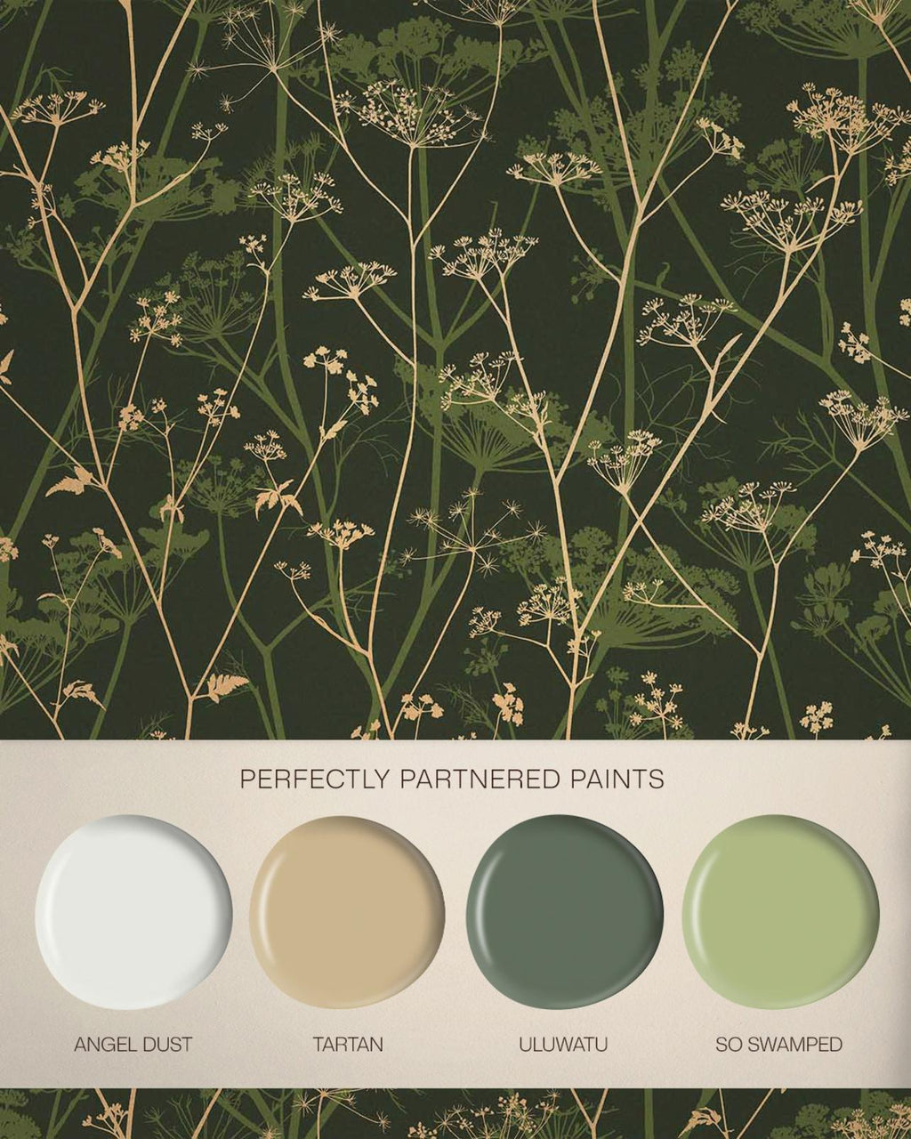 Wild Chervil Sage & Gold Wallpaper by Clarissa Hulse