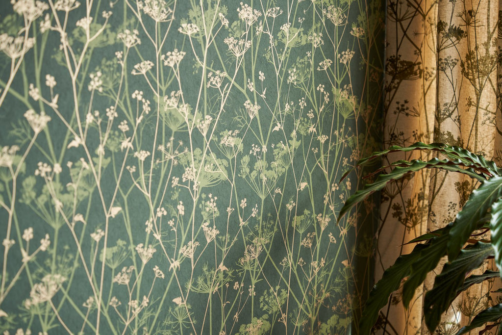Wild Chervil Sage & Gold Wallpaper by Clarissa Hulse