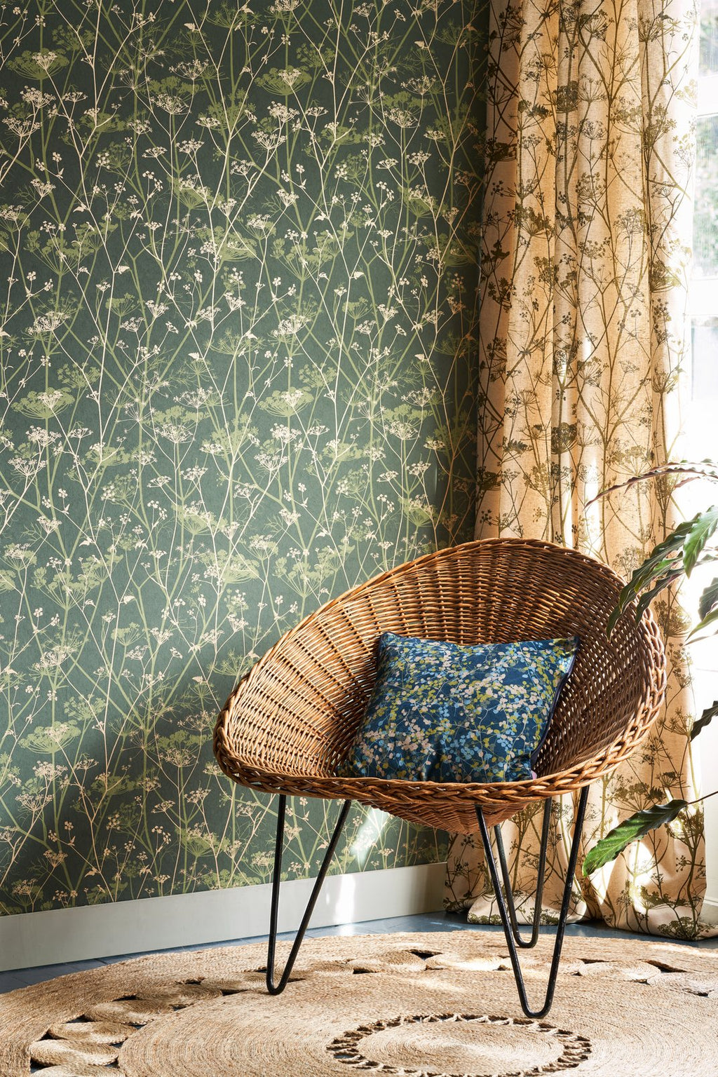 Wild Chervil Sage & Gold Wallpaper by Clarissa Hulse