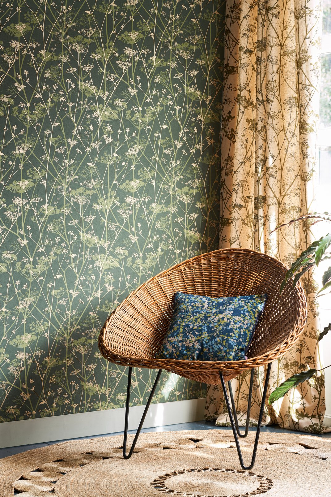 Wild Chervil Sage & Gold Wallpaper by Clarissa Hulse