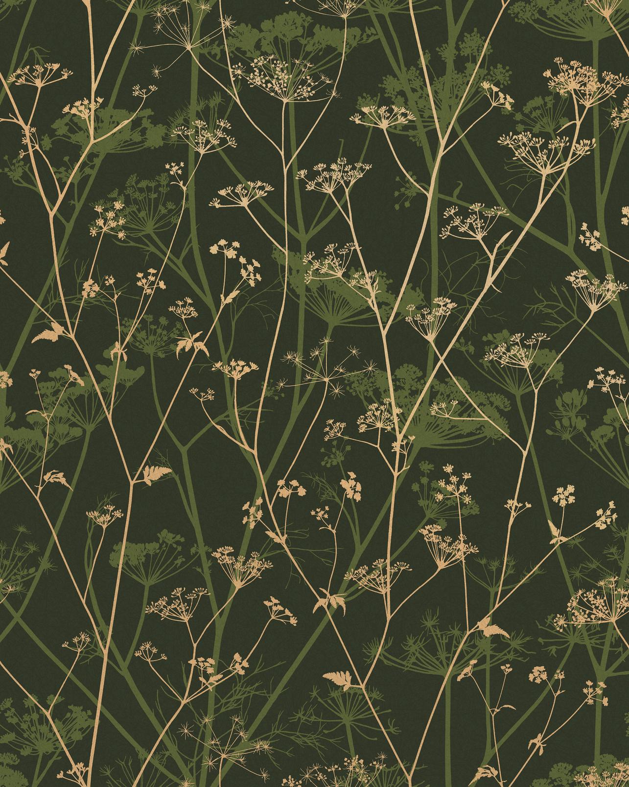 Wild Chervil Sage & Gold Wallpaper by Clarissa Hulse