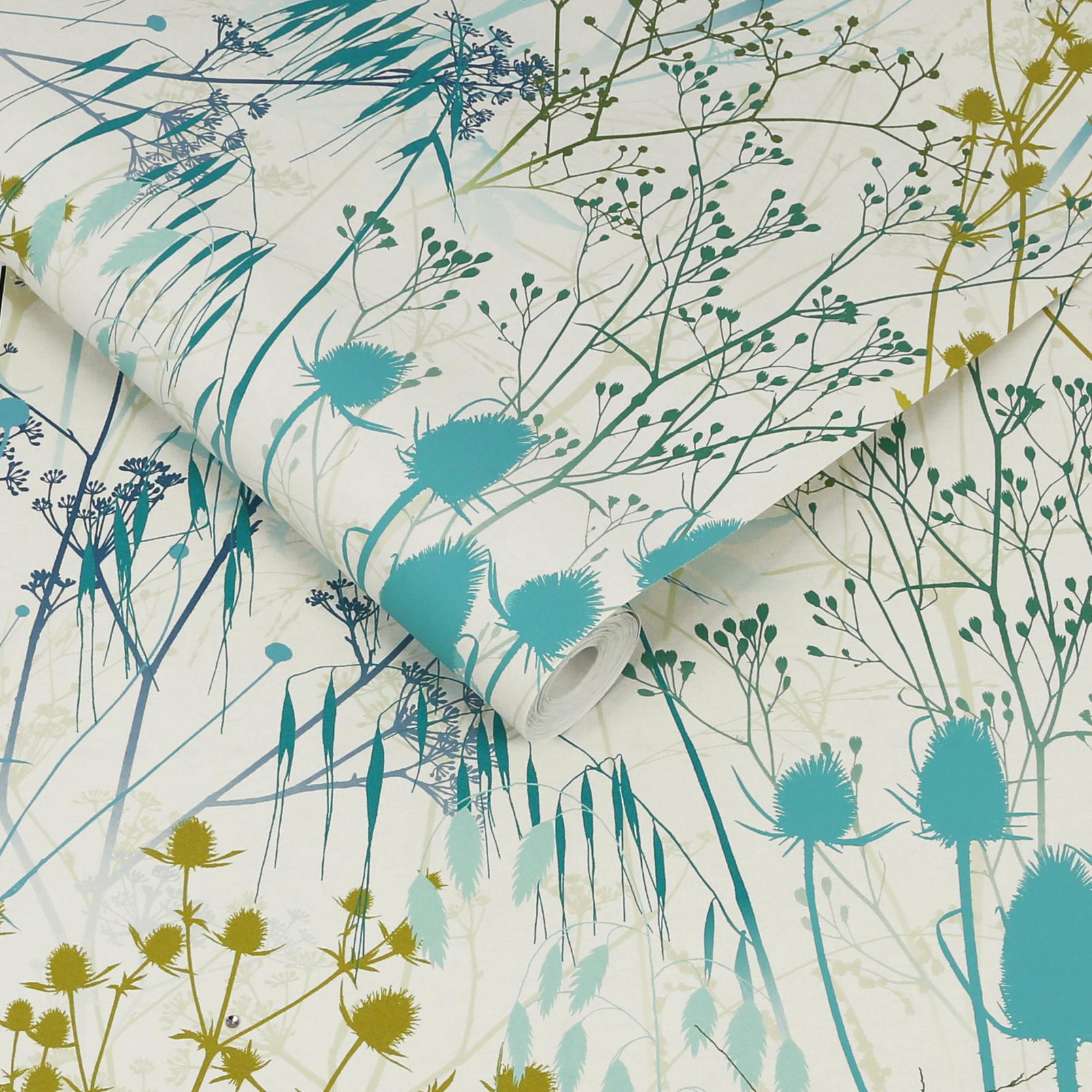 Summer Border Verdigris Wallpaper by Clarissa Hulse