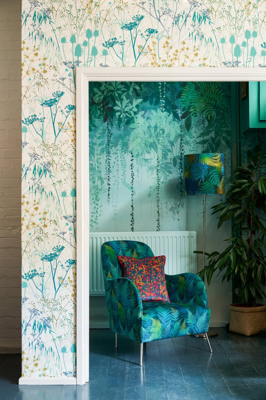 Summer Border Verdigris Wallpaper by Clarissa Hulse