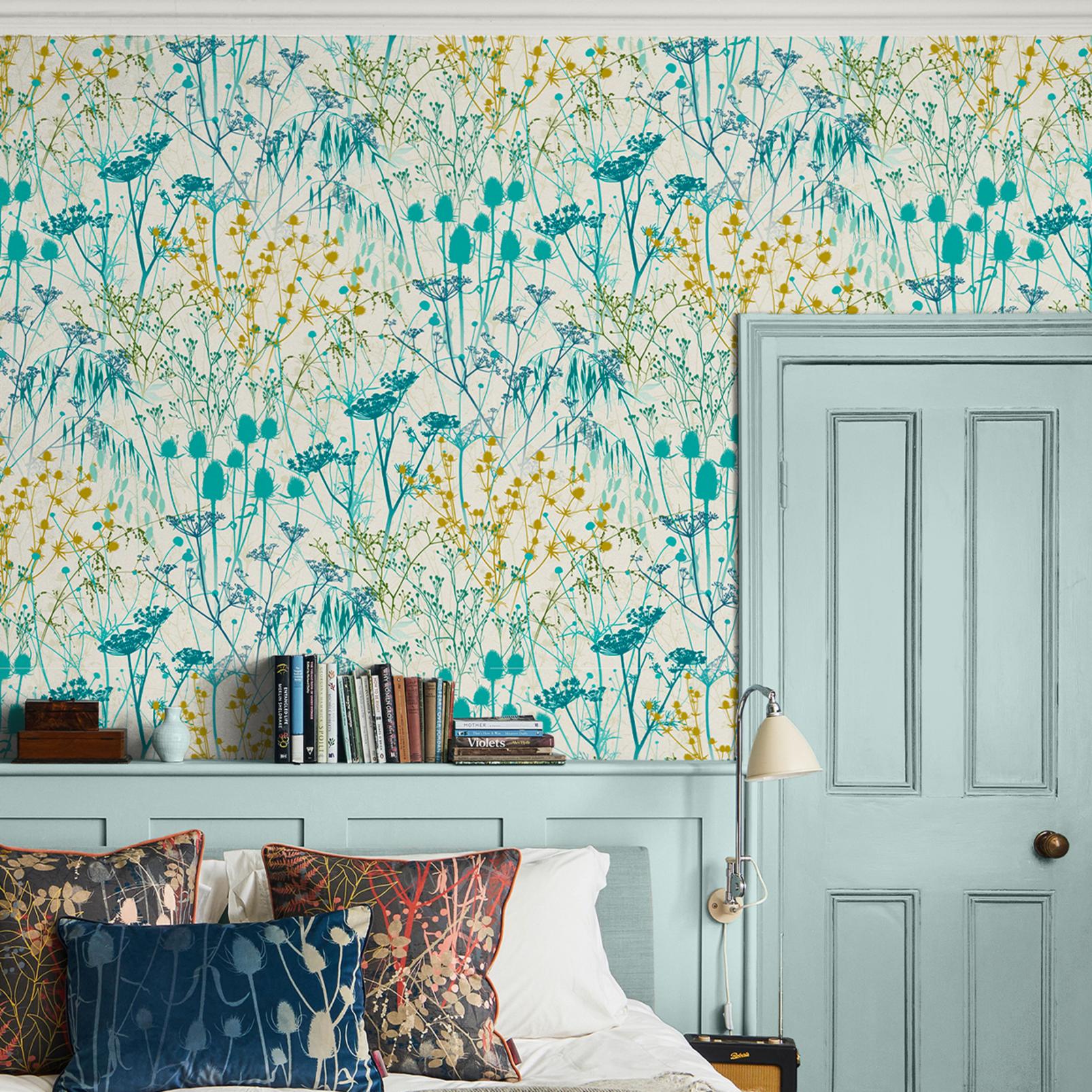 Summer Border Verdigris Wallpaper by Clarissa Hulse