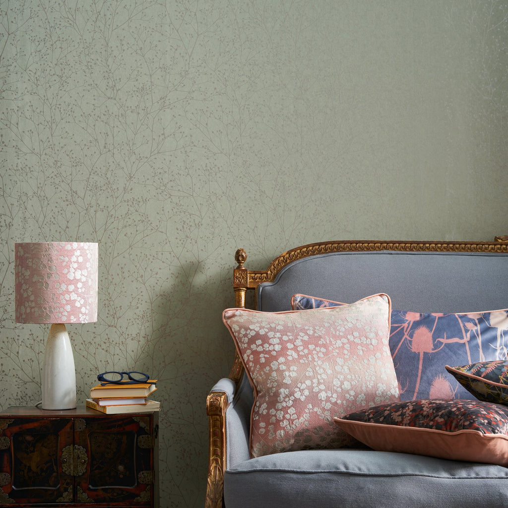 Gypsophila Spring Green & Silver Wallpaper by Clarissa Hulse