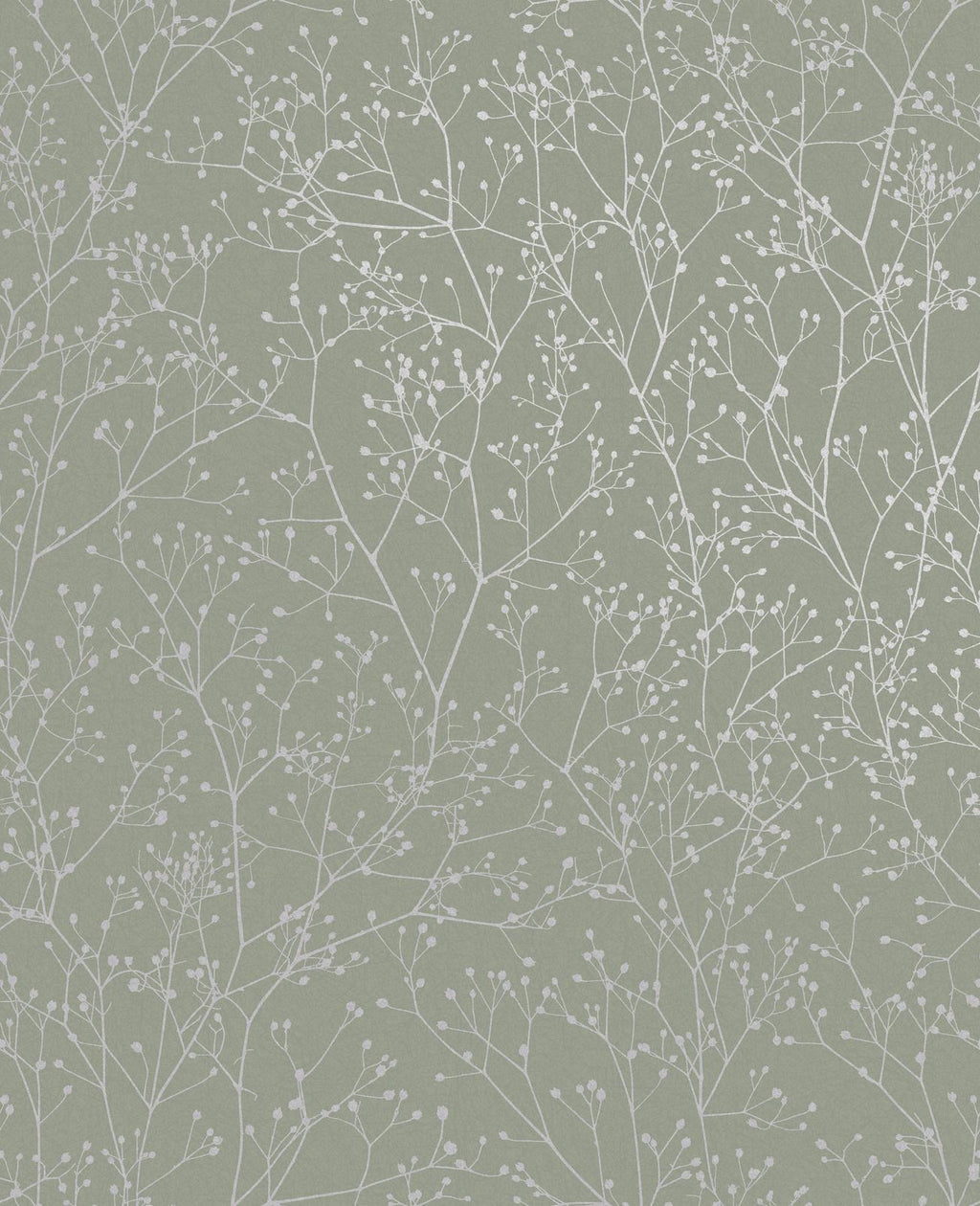 Gypsophila Spring Green & Silver Wallpaper by Clarissa Hulse