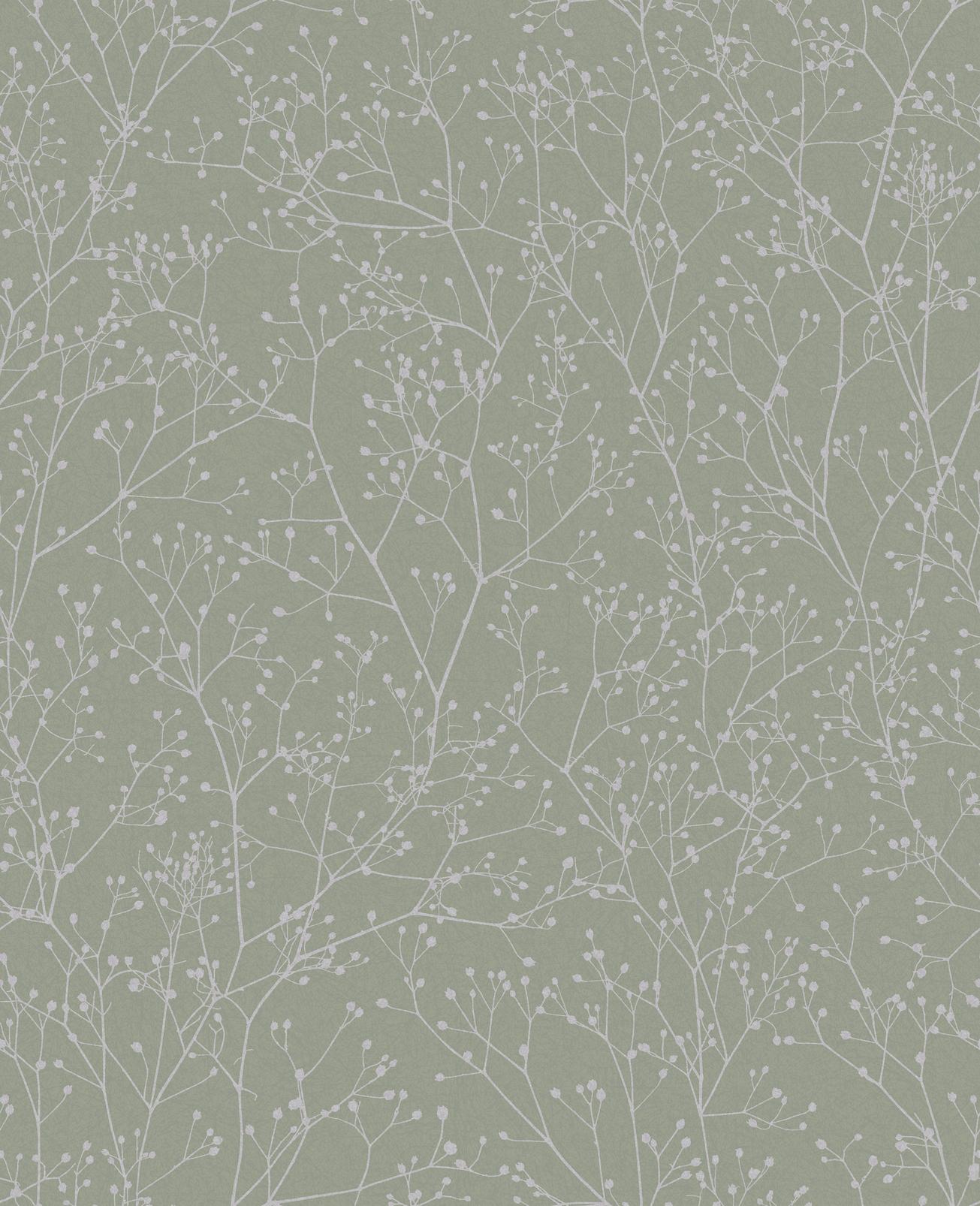 Gypsophila Spring Green & Silver Wallpaper by Clarissa Hulse