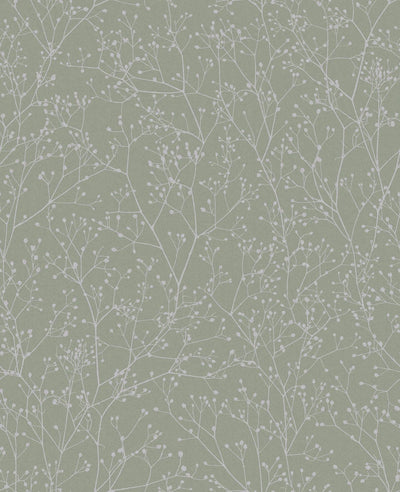 Gypsophila Spring Green & Silver Wallpaper by Clarissa Hulse