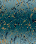 Meadow Grass Teal & Soft Gold Wallpaper by Clarissa Hulse