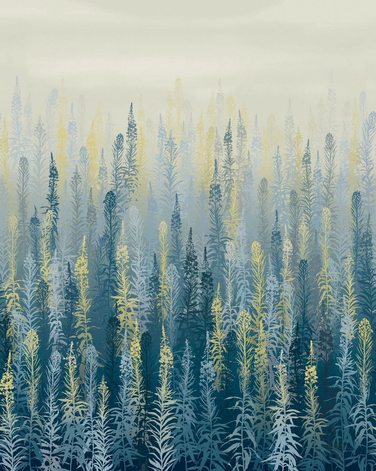 Willowherb Winter Bespoke Mural by Clarissa Hulse