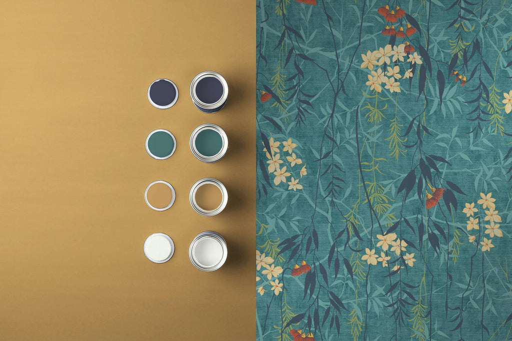 Obassia Silk Teal Wallpaper