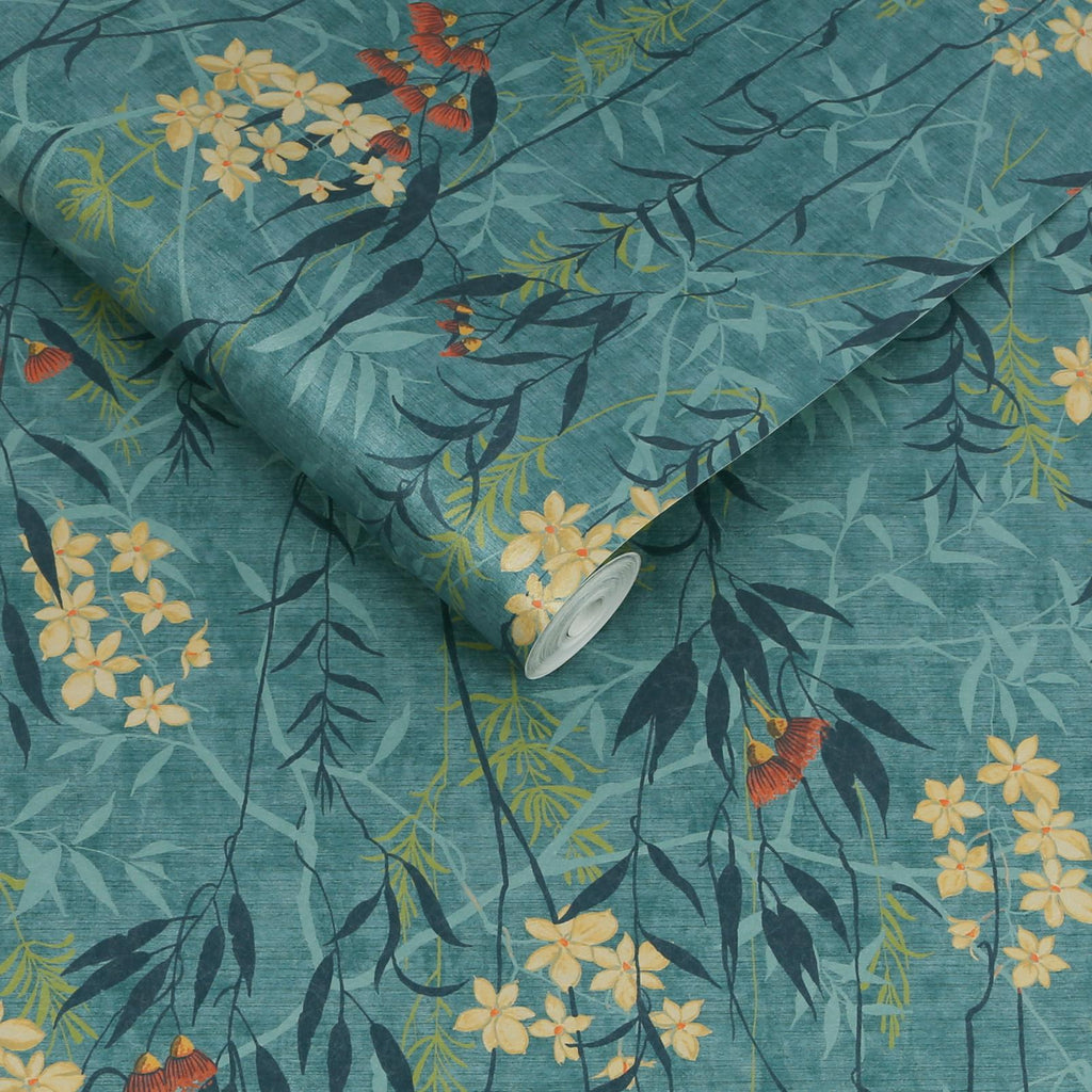 Obassia Silk Teal Wallpaper