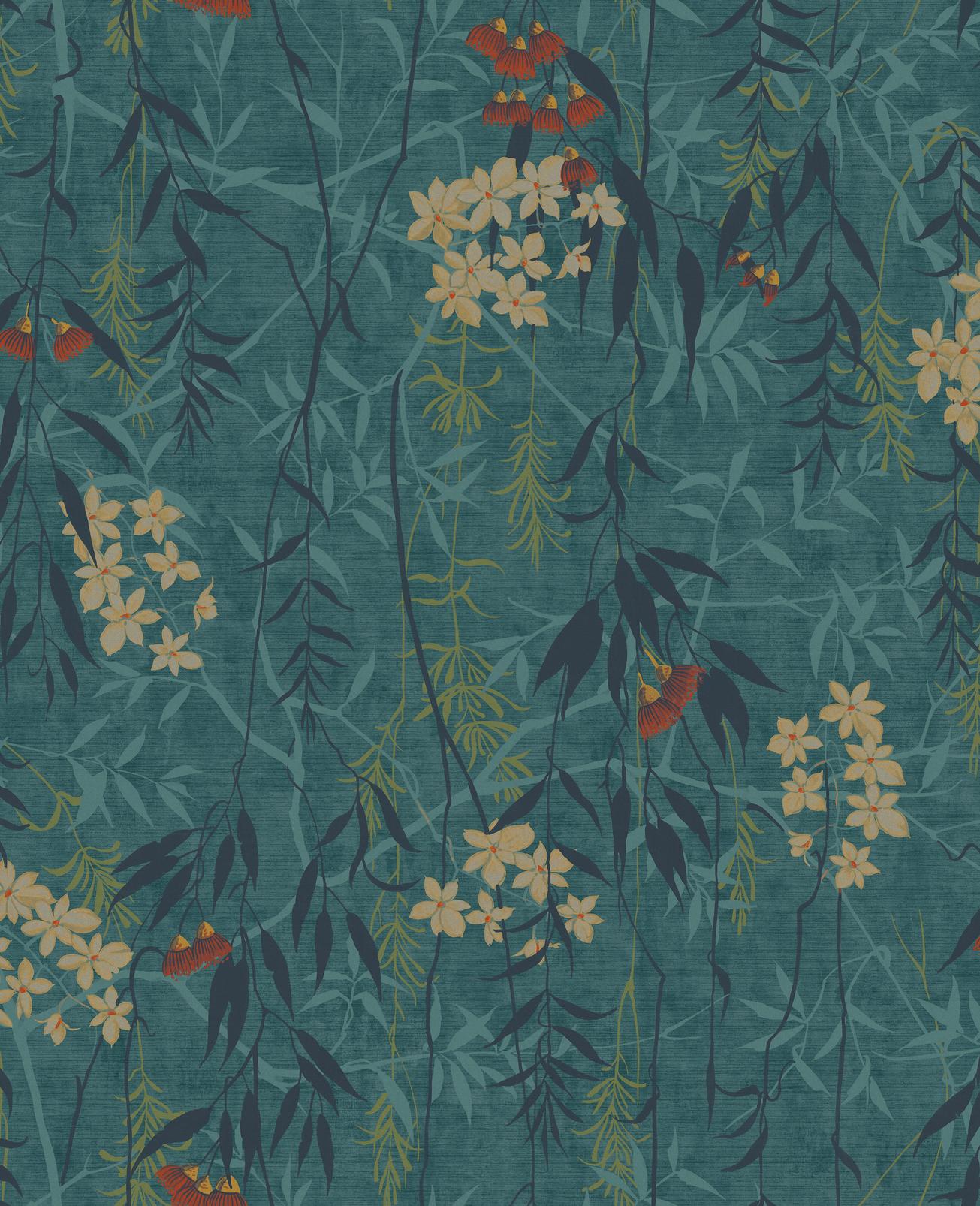 Obassia Silk Teal Wallpaper