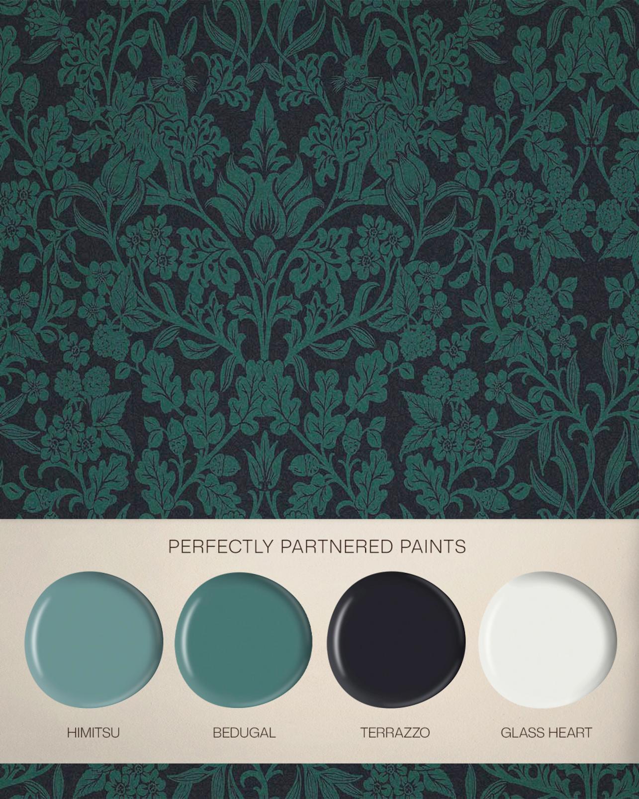 Hartley Damask Teal Wallpaper