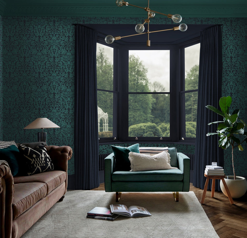 Hartley Damask Teal Wallpaper
