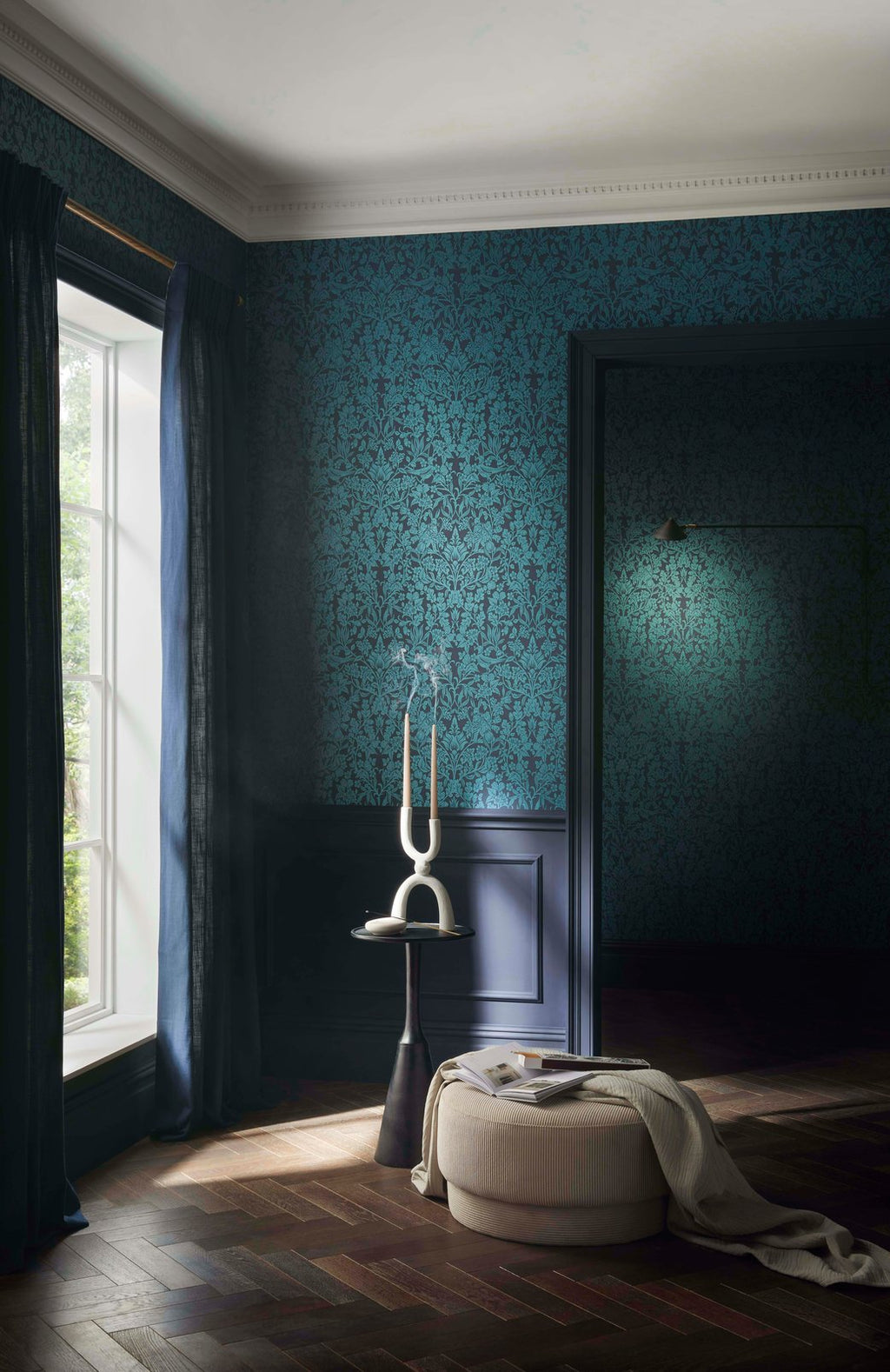 Hartley Damask Teal Wallpaper
