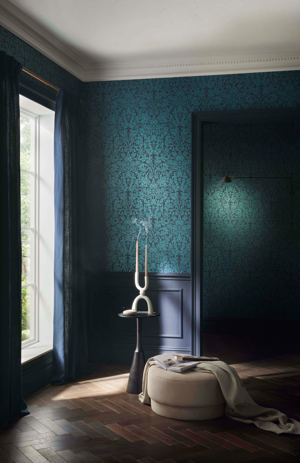 Hartley Damask Teal Wallpaper