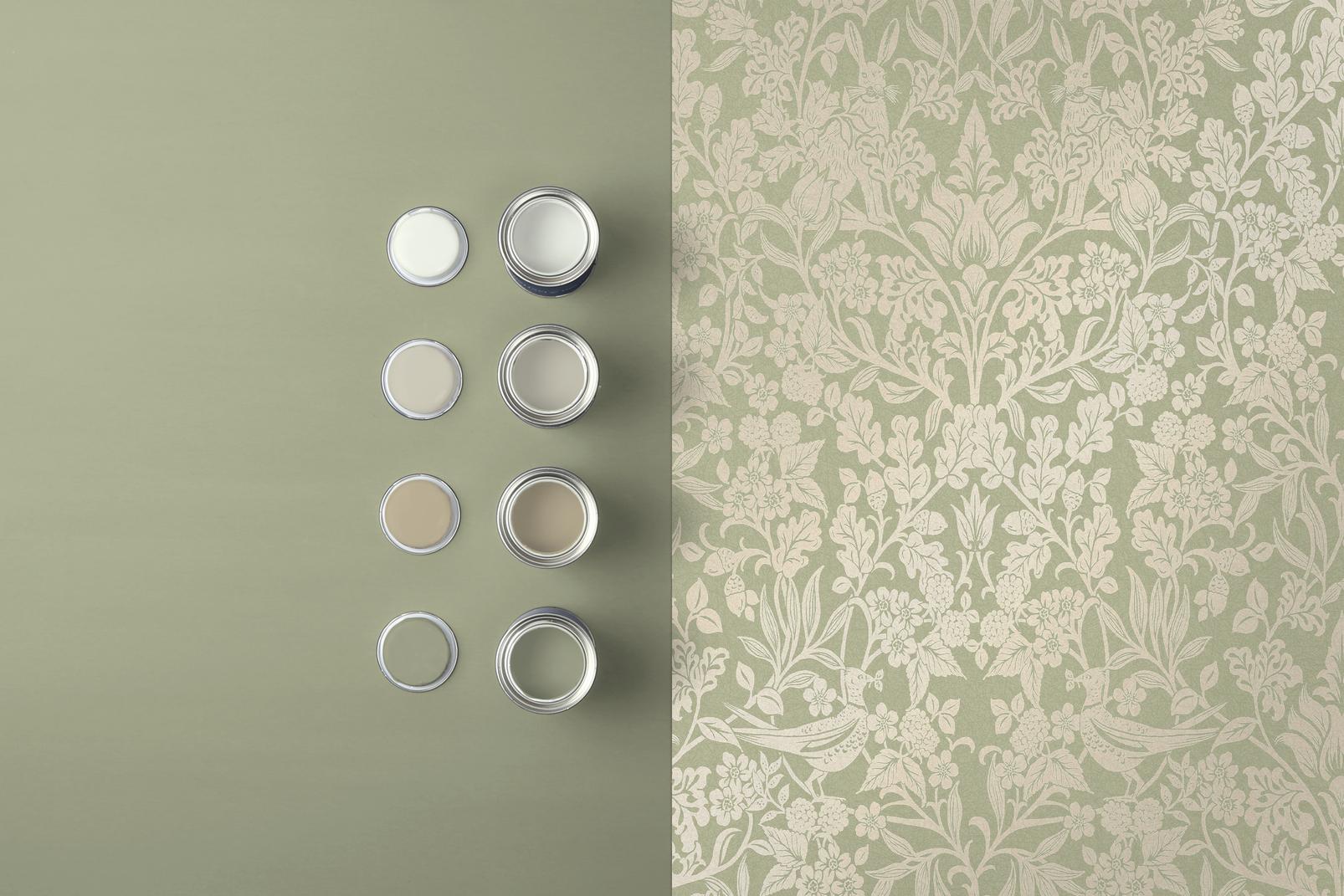 Hartley Damask Sage Wallpaper