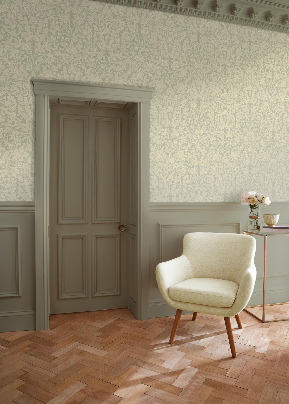Hartley Damask Sage Wallpaper
